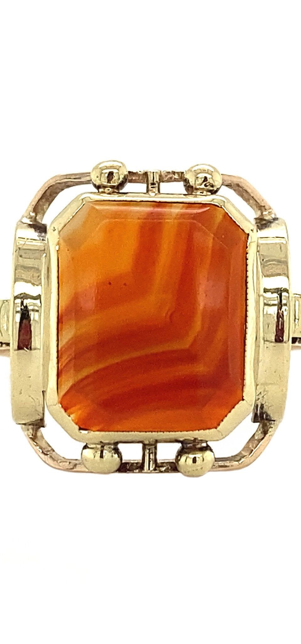 Vintage 12K Gold Ring with Banded Agate